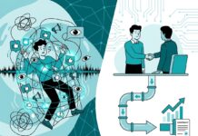Ilustración sobre la diferencia entre métricas de vanidad en marketing digital y el flujo de ventas real en el sector IT B2B