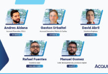 Caso de éxito de EAFIT con Acquia DAM, con Andrés Aldana, Gastón Urbitel y David Abril (Acquia), Rafael Fuentes (Julius C2G), y Manuel Gómez (EAFIT).